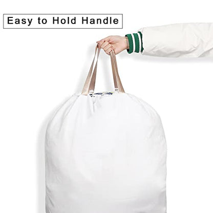 Cotton Canvas Laundry Bag with Handles & Drawstring Straps, Heavy Duty Extra Large Laundry Bags for Laundromat and Household, 25.5x34 Inch, White - color: White