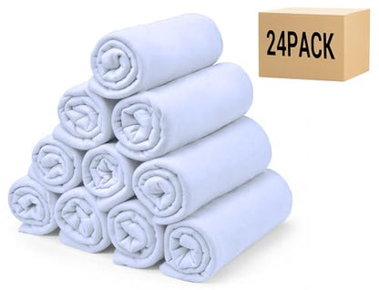 CULVE 24 Pack Fleece Throw Blanket 50x60 - Soft Lightweight Blankets in Bulk for Wedding, Gifts Pet Home Bed Sofa Couch Office Travel(White) - color: White