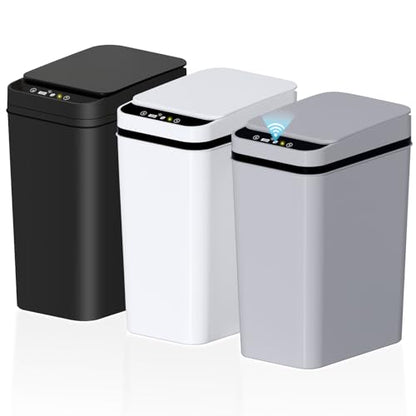 jinligogo 3Pack Bathroom Small Trash Can with Lid, 2.6 Gallon Touchless Automatic Garbage Can Slim Waterproof Motion Sensor Smart Trash Bin for Bedroom, Office, Living Room White/Black/Grey - color: Mix