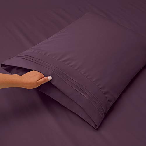 Hearth & Harbor Twin Size Sheets - 3 Piece Bed Sheet Set, Hotel Luxury Double Brushed Bed Sheets - Extra Soft Bedding Sheets & Pillowcases, Twin, Purple - color: Purple, size: Twin