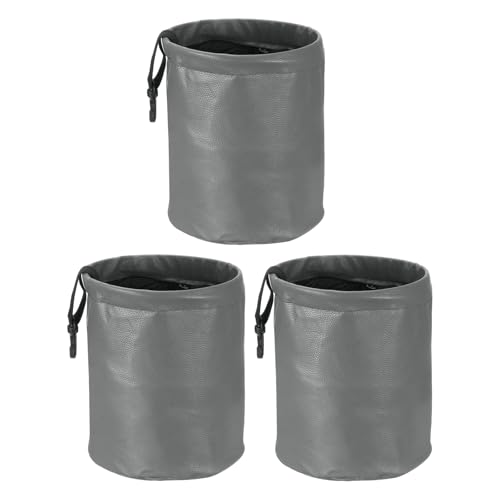 HARFINGTON 3 Packs Car Trash Can 0.9 Gallon Foldable Leak-Proof Garbage Organizer Portable Hanging Waterproof Truck Trash Bins for Van Automotive Vehicle Front Seat, Gray - color: Grey