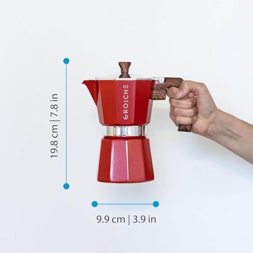 GROSCHE Milano 6 Espresso Cup, 9.3 oz Red Stovetop Espresso Maker - Italian Moka Pot - color: Red, size: 6 espresso cups