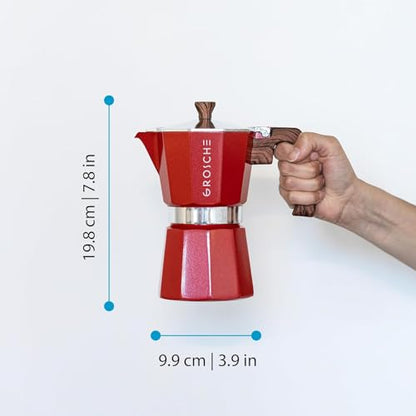 GROSCHE Milano 6 Espresso Cup, 9.3 oz Red Stovetop Espresso Maker - Italian Moka Pot - color: Red, size: 6 espresso cups