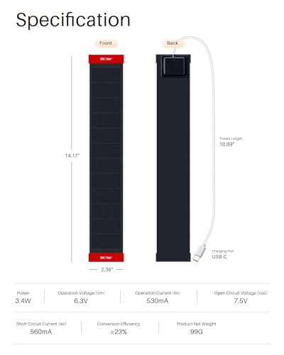 2PCS Solar Panels 3.4W 6V Charge for Motorized Blinds with USB-C Connector for Lithium Battery Operated Shades
