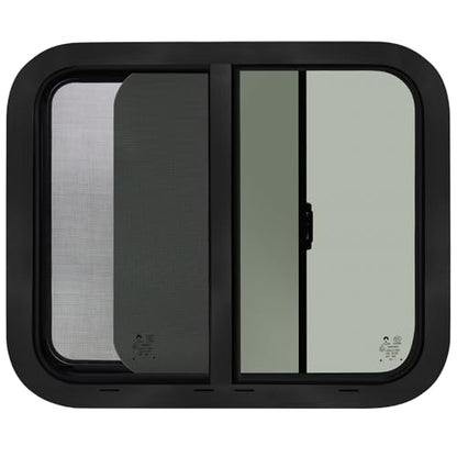 Cargo Trailer Windows,24" W x 20" H RV Windows for Cargo Trailer/Camper/Travel Trailer with Trim Ring,Horizontal Sliding Replacement Fit 15/16" or 1-3/8" Thick Wall,Allow Error 1/16”,DOT Approved - size: 24"W x 20"H