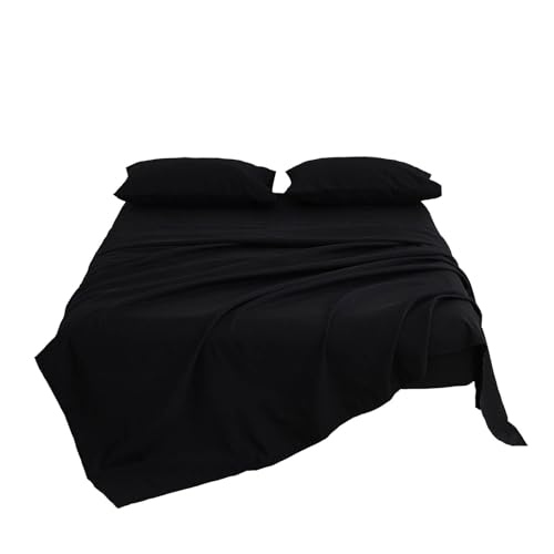 Kingnex Sofa Bed Sheets Queen for Sleeper Sofa Bed with 4-6 Deep Pocket Soft Double Brushed 1800 Microfiber 4 Piece Bedding Set (60"x74"x6") Black - color: Black, size: Sleeper Sofa Queen