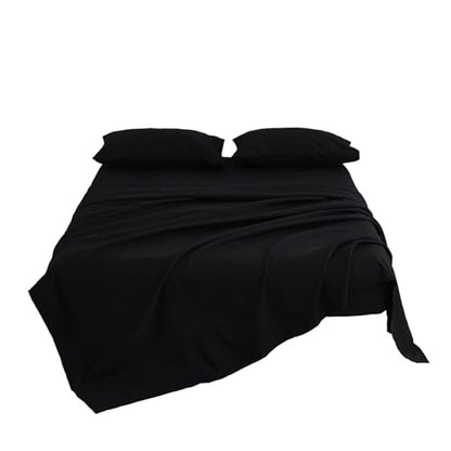 Kingnex Sofa Bed Sheets Queen for Sleeper Sofa Bed with 4-6 Deep Pocket Soft Double Brushed 1800 Microfiber 4 Piece Bedding Set (60"x74"x6") Black - color: Black, size: Sleeper Sofa Queen