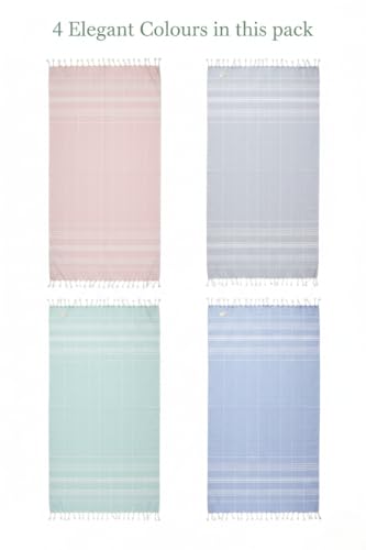 Cotton Turkish Beach Towel with Towels Oversized 36"x72" Pool Absorbent Extra Large Quick Dry Sand Travel Towel (Fresh Hues, 4 Pack) - color: Fresh Hues, size: 4 Pack