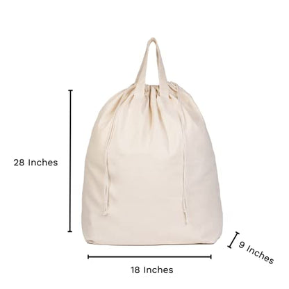 Canvas Laundry Bags - Extra Large, Heavy Duty, 100% Cotton Laundry Bag with Straps, Handles, and Drawstring - College Dorm Laundry Bag in XL Size - Washable, Foldable Laundry Basket Liner (2 Pack)