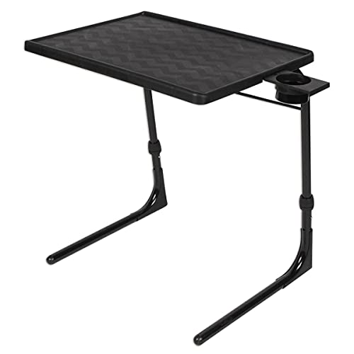 Table-Mate TV Tray Table | Portable Desk Folding Dinner Tray, Couch Table Trays for Eating Snack Food, Portable Laptop Desk, Bed Trays for Eating | Adjustable TV Trays with 3 Angles and Cup Holder - size: 15"D x 21"W x 29"H
