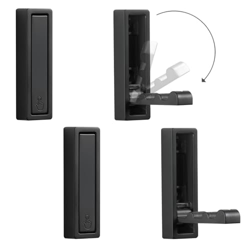 Folding Wall Hooks, 4pcs Foldable Coat Hooks, Heavy Duty Zinc Alloy No Rust Fold Up Hooks for Coat, Towel, Key, Hat, Bag, Jacket, Backpack (Matte Black)