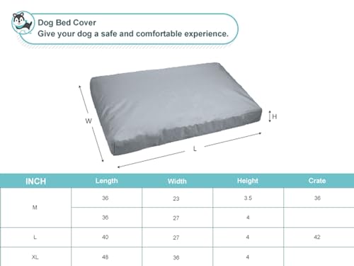 Explore Land Scratch Resistance Dog Bed Cover Canvas Washable Dog Crate Pad Replacement Cover, 48Lx36Wx4H inch, Charcoal - color: Deep Gray, size: 48”Lx36”Wx4”H