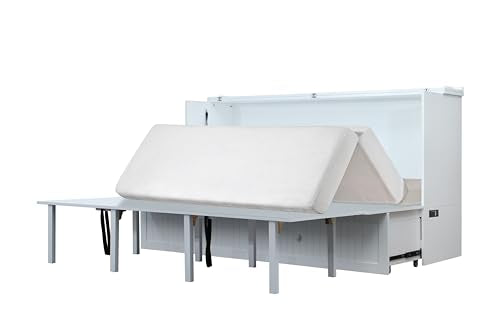 Mega Solutions Murphybedz Tuscany Murphy Cabinet Chest Bed with Charging Station 6 Inch (White, King) - color: White, size: King (U.S. Standard)