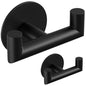 GWAAZXGZ 2 Pack Black Bathroom Hooks for Towels - Self Adhesive Double Hooks for Wall, No Drilling, Matte Finish, Strong Hold for Robes, Coats, Shower Use - color: Black