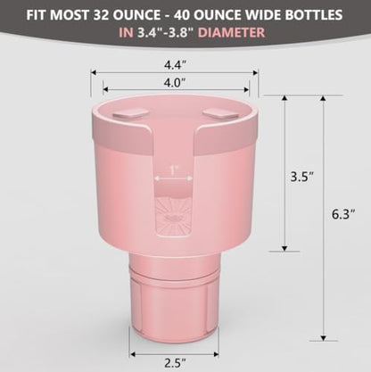 Seven Sparta Car Cup Holder Expander with Offset Adjustable Base, Compatible with Hydro Flasks 32/40 Ounce, Compatible with Yeti Ramblers 20/26/30 Ounce, Other Bottles in 3.4"-3.8" (Pink) - color: Pink, size: Medium*1