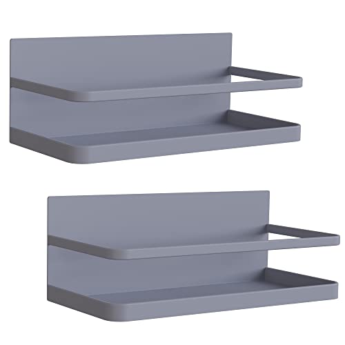 Magnetic Spice Rack Organizer Single Tier Refrigerator Spice Storage Shelf, Easy to Install The Side of The Refrigerator Can Hold spices (Gray 2) - color: Grey, size: 2 PACK