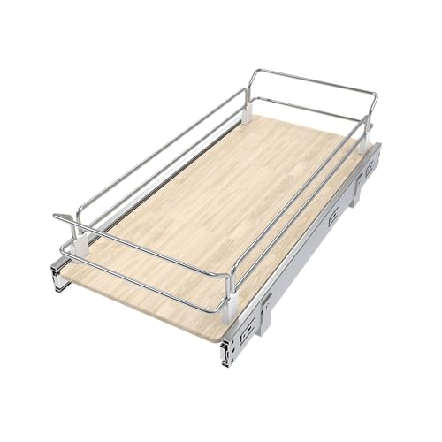 Pull Out Cabinet Organizer 11" W X 22" D, Slide Out Drawers For Kitchen Organizers and Storage, Pull Out Drawers For Cabinets Capacity Heavy Duty Caddy, Cabinet Shelves Wood Chrome, Pantry Storage - color: 1 Tier, size: 11''W×22''D