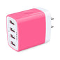 Wall Charger, USB Charger Adapter, 4.8A 4Multi Port Fast Charging Station | Power Base Block Plug Cube Brick for iPhone, iPad, Samsung Galaxy, Moto, Google Pixel, Kindle Fire Plug Cargador Carro - color: Pink