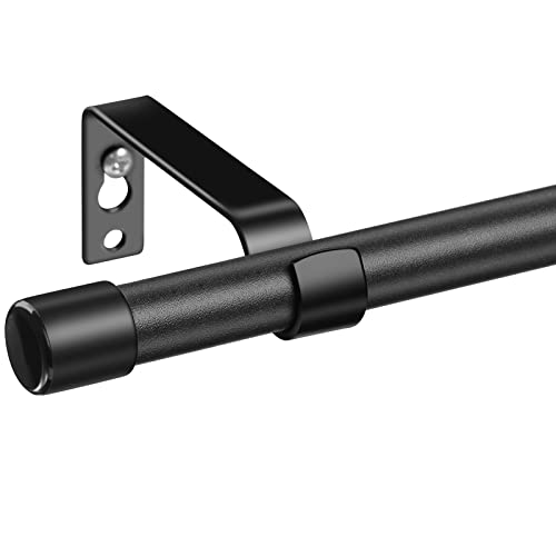 Black Curtain Rods for Windows 28 to 48 Inch - 5/8 Inch Small Curtain Rod Set - Heavy Duty Cafe Drapery Rods with Brackets - Rustic Matte - size: 28''-48''