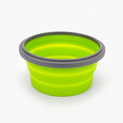 CCyanzi 3piece Round Collapsible Bowl with Lids, Silicone Food Storage Containers, Microwave & Freezer Safe, Space Saving for Kitchen Cabinet and Camping Backpack,(Green Gray) - color: green with gray
