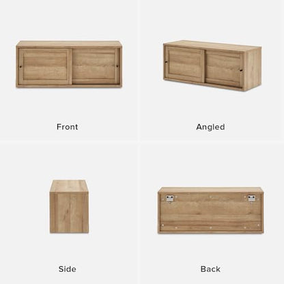 mopio Lauren Floating TV Shelf, Multi-Purpose Modular Under TV Display Shelf, Wall Mounted Wood Television Cabinet, Nightstand, Side Table, End Table, Bedside Shelves for Bedroom (Oak, 62", Twin) - color: Oak, size: Twin