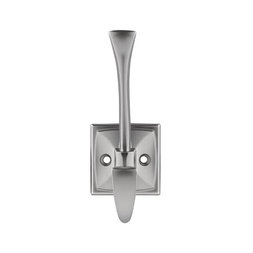 HARPOON 5 Pcs Prong Hook, Heavy Duty Two Flared Coat Hooks,Wall Mounted with 4 Screws,Utility Hooks for Scarf, Bag, Towel, Key, Cap, Cup, Hat - Satin Nickel - color: Satin Nickel