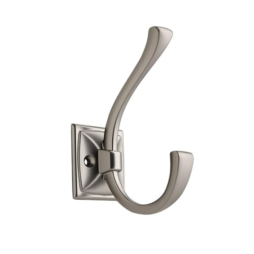 HARPOON 5 Pcs Prong Hook, Heavy Duty Two Flared Coat Hooks,Wall Mounted with 4 Screws,Utility Hooks for Scarf, Bag, Towel, Key, Cap, Cup, Hat - Satin Nickel - color: Satin Nickel