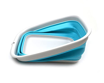 SAMMART 9.45L (2.5 Gallon) Collapsible Tub - Foldable Dish Tub - Portable Washing Basin - Space Saving Plastic Washtub (Bright Blue, M) - color: Bright Blue, size: Medium