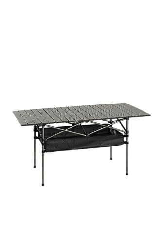 Outdoor Folding Table, Built-in Storage & Carry Bag | Ultralight 7.93LBS, 225LBS Heavy Duty, Aluminum Top, Carbon Steel Frame, for Camping, Picnic, Beach, BBQ - color: Black