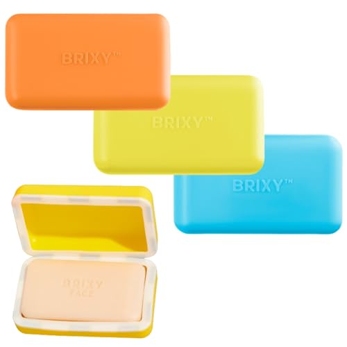 BRIXY Beauty Bar Travel Case Set – 3 Pack Soap Bar Travel Containers, Leakproof Portable Soap Holder, Durable Silicone, Magnetic Seal, TSA Friendly (Yellow, Blue, Orange) - color: Yellow, Blue, Orange