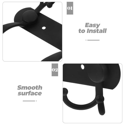 BESPORTBLE Multi-Functional Wall Mounted Storage Hooks, Black Triple Head Utility Hook for Bathroom, Kitchen, Bedroom, Key Hanger and Towel Holder for Home Organization