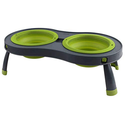 Dexas Popware for Pets Double Elevated Pet Feeder, Small, Gray/Green - color: Gray/Green, size: Small/1 Cup Capacity Bowls