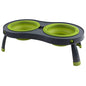 Dexas Popware for Pets Double Elevated Pet Feeder, Small, Gray/Green - color: Gray/Green, size: Small/1 Cup Capacity Bowls