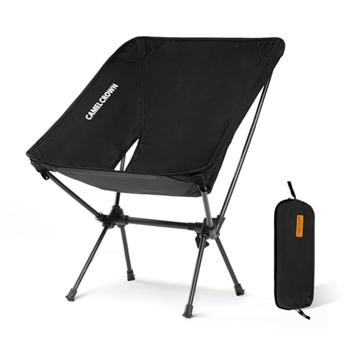 CAMEL CROWN Portable Camping Chair Folding Compact Lawn Lightweight Backpacking Chair with Carry Bag for Outdoor Hiking Beach Travel Picnic Festival Black - color: Black, size: 1 Pack