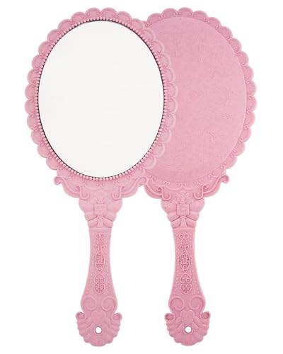 XPXKJ Hand Mirror Vintage Handheld Mirror with Handle Vanity Makeup Mirror Travel Mirrors(Pink) - color: Nano Pink