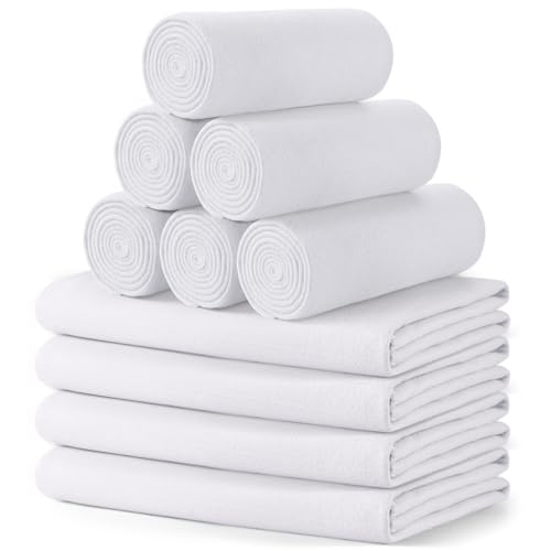 Buryeah 10 Pcs Fleece Blanket Bulk Soft Warm Fleece Blankets Cozy Lightweight Throw Blankets Plush Pet Throw Blanket for Home Bed Sofa Office Wedding Gifts Travel(50" X 60",White) - color: White
