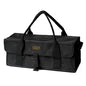 Flip Lid Camping Tool Bag, 15" Multi-Container Storage Soft Case, Water-Resistant Camping Tool Tote for Tent Stakes, Cooking Gear, Cutlery, Utensil, Flatware, Tea Kettle and Tools, Black - color: Black