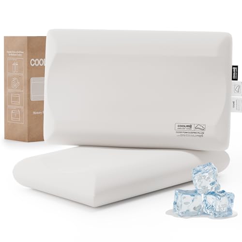Memory Foam Pillows Queen Size Set of 2, Contour Cooling Cervical Pillow for Neck Pain Relief, Orthopedic Ergonomic Bed Pillow for Side, Back and Stomach Sleepers, Soft Cloudy Sleeping Pillows - color: 4.72"h (Queen), size: 2 Pack