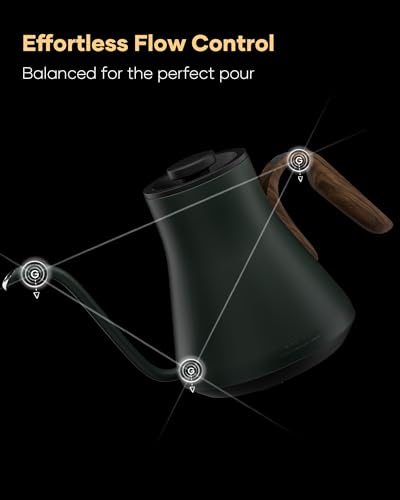 Cocinare Gooseneck Electric Kettle, ±1°F Precise Temperature Control, 1500W Fast Heating, Pour Over Coffee & Tea Kettle with Brew Timer & Keep Warm, Stainless Steel, 0.9L (Delacroix Green) - color: Delacroix Green
