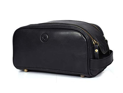 Leather Toiletry Travel Pouch Leather Waterproof Dopp Kit By Aaron Leather Goods - color: Carob