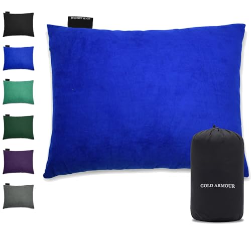 Gold Armour Camping Pillow - Backpacking and Travel Pillow for Sleeping and Traveling - Compressible Memory Foam Travel Pillow - Essential Camping Accessories Gear (Medium 14x18in, Blue) - color: Blue, size: Medium (Pack of 1)