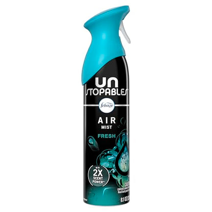 Febreze Air Mist, Air Freshener Spray, Odor Fighting Room Spray, Deodorizer for Home Bathroom Kitchen Office Apartment Dorm Room Classroom, Unstopables Fresh Scent, 8.1oz (Pack of 6) - style: Unstopables Fresh
