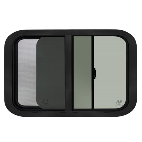 30"W x 20"H RV Window for Trailer Camper,Horizontal Sliding Replacement RV Window for Cargo Trailer with Screen&Trim Ring Fit 15/16" or 1-3/8" Thick Wall,Allow Error 1/16",DOT Approved - size: 30"W x 20"H