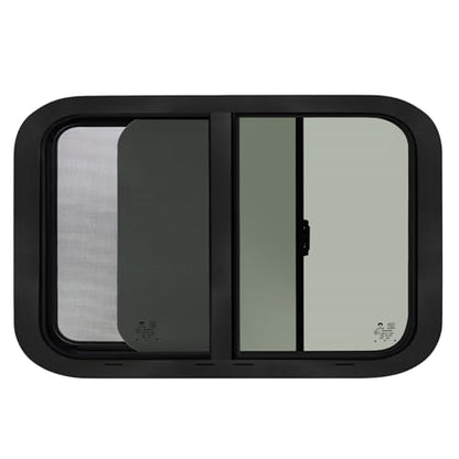 30"W x 20"H RV Window for Trailer Camper,Horizontal Sliding Replacement RV Window for Cargo Trailer with Screen&Trim Ring Fit 15/16" or 1-3/8" Thick Wall,Allow Error 1/16",DOT Approved - size: 30"W x 20"H