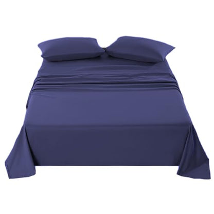 Kingnex Queen Sleeper Sofa Bed Sheets for 60x74 Pull Out Sofa Bed with 4-6 Deep Pocket Soft Double Brushed 1800 Microfiber 4 Piece Bedding Set Navy - color: Navy, size: Sleeper Sofa Queen
