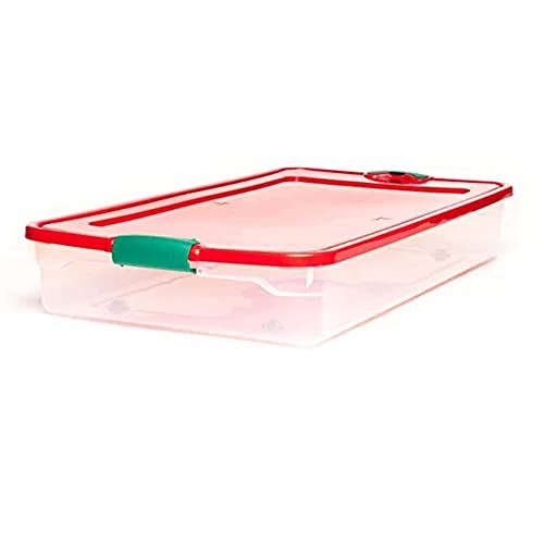 HOMZ Plastic Storage Underbed Tote Box, Twin/King, with Lid, Latching Handles, 60 Quart, Clear, Stackable, 4-Pack - color: Clear, size: 60 Quart