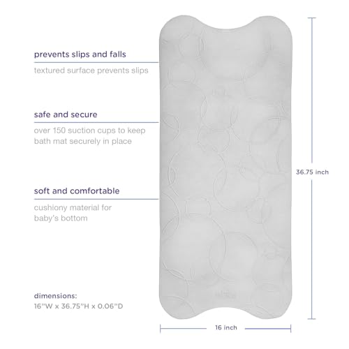 Ubbi Cushioned Non-Slip Bath Mat for Baby, Powerful Suction Cups, Baby Bathtub Time Essentials, Gray - style: Bath Mat
