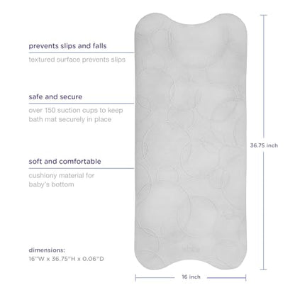 Ubbi Cushioned Non-Slip Bath Mat for Baby, Powerful Suction Cups, Baby Bathtub Time Essentials, Gray - style: Bath Mat
