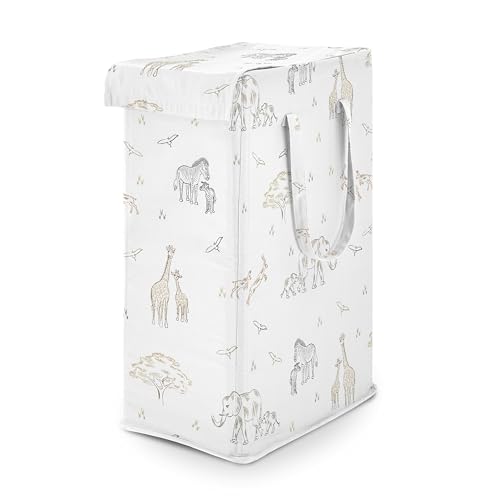 Sweet Jojo Designs Jungle Safari Animals Boy Girl Unisex Gender Neutral Laundry Hamper Foldable Dirty Clothes Basket with Handles Baby Nursery Kids Bedroom Teen Bathroom Elephant Adventure Serengeti - color: Serengeti