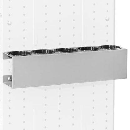 AA Products P-SH-Spray 5 Bottle Spray Holder Wall-Mounted Rack, Steel Rack Design for 16" D Van Shelving for Garage and Workspace (Silver) - size: 16" Wide